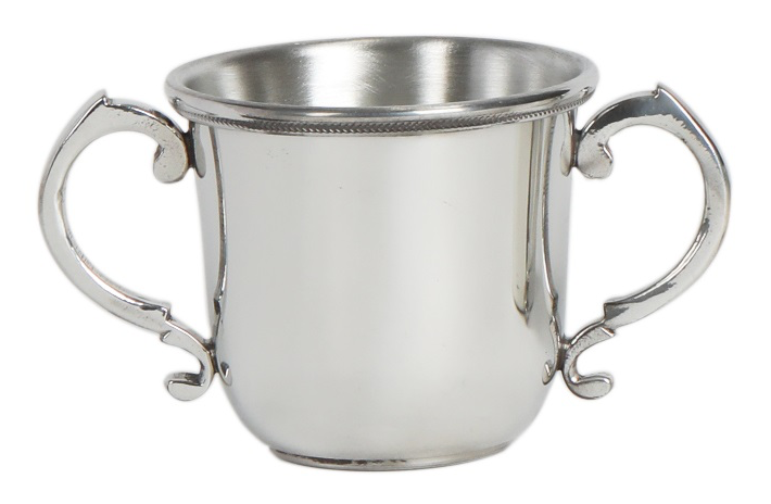 Bow Handle Pewter Baby Cup